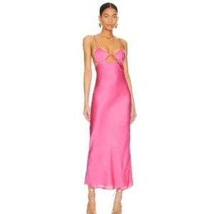 Bardot Pink Lucia midi Slip Dress Plunge Neckline cut out